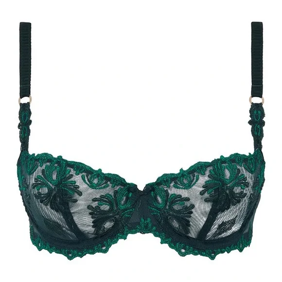 Chantelle Champs Elysées Lace Unlined Demi Bra - Eden Green Multico, Size 32DD - Picture 4 of 6